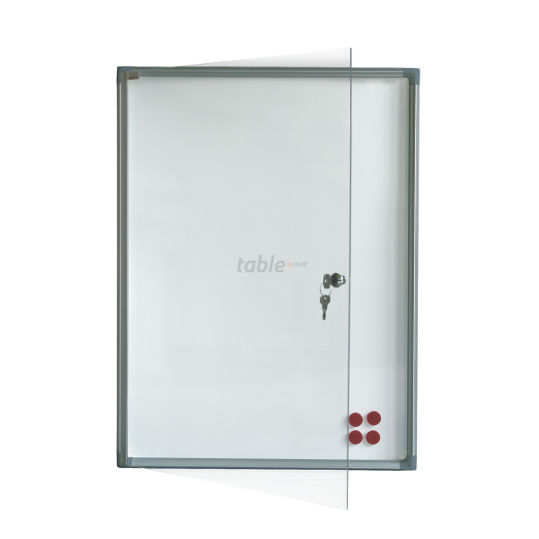 Avizier securizat vertical cu suprafata alba